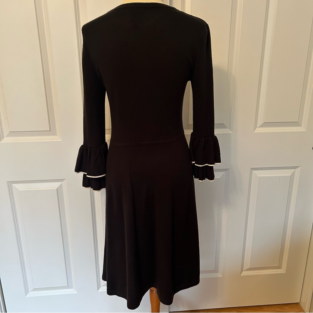 Vince Camuto Black Ruffle Sleeve Sweater Dress - Picture 2 of 4